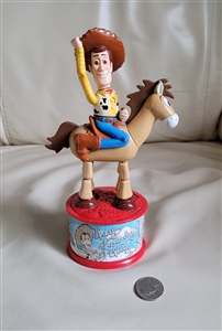 preowned vintage 1999 McDonald's Toy Story 2 Woody and Bullseye push puppet candy toy dispenser