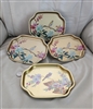 Vintage Elite Trays set of 4 gold color metal trays with birds decor made in England