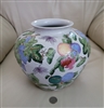 Vibrant 3D sculptural ceramic vase with raised dragonflies and hand painted peaches
