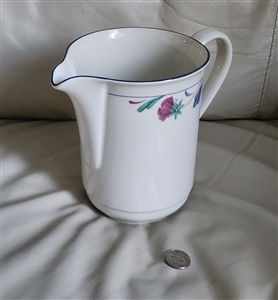 Lenox Poppies on Blue Chinastone 50 oz porcelain water pitcher 7 inch made in USA