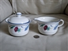 Lenox Poppies on Blue porcelain creamer and lidded sugar bowl set made in USA
