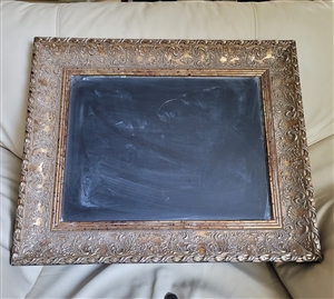 Ornate vintage gold gilt framed chalkboard with Baroque scrollwork carvings