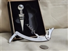 Modern metal wine bottle stopper and opening tool in wooden gift box