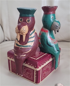 Sailors walrus home folk art nautical wood carving nautical home decor