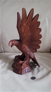 Hand carved wooden majestic Bald Eagle statue brown tall decor