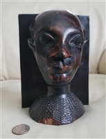 preowned vintage hand carved african woman bust tribal art