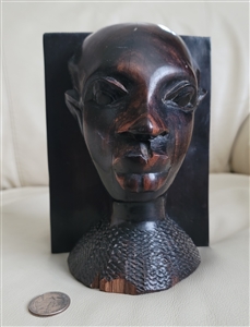 preowned vintage hand carved african woman bust tribal art