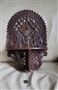 Intricately carved 1970s vintage Indian wooden folding wall shelf with floral pattern