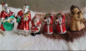 Collectible Christmas ornaments Santas and Angel multicolor in various materials