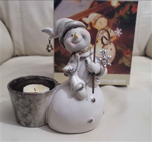 Kirkland Snowman ceramic votive candle holder in pastel colors