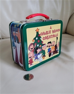 Hallmark 1980s A Charlie Brown Christmas tin lunchbox featuring Snoopy Linus and Charlie Brown characters