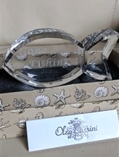 oleg cassini crystal gone fishing fish paperweight boxed