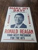 Vintage 1980s Ronald Reagan Make My Day cardboard political parody advertising poster