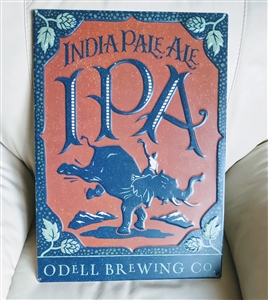 India Pale Ale IPA Odell Brewing Co tin large sign advertising wall decor in colorful design with elephant embossments