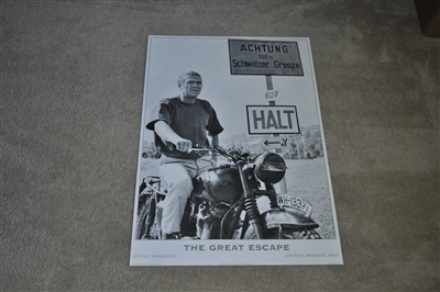 1996 licensed Dynasty England movie art poster featuring Steve McQueen in The Great Escape
