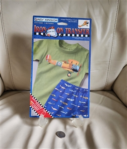 Antique airplane iron on kit and shorts pattern self application in original package