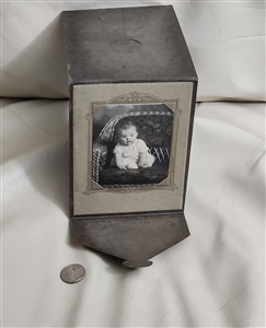 Vintage trifolds framed baby photography in black and white colors
