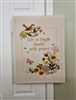 Needlepoint canvas with phrase birds and flowers in multicolor stretched over wooden frame