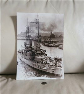 1970s USS Oregon BB3 battleship large professional black and white harbor photograph print on Kodak paper preowned vintage sells as is