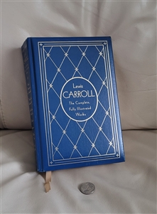preowned vintage lewis carroll complete fully illustrated works nineteen ninety five blue leather bound hardcover book with gold gilt edges