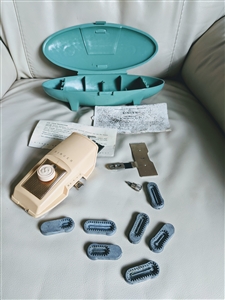 Singer Buttonholer from 1960s sewing kit in a blue storage box multi accessories
