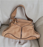 2010 B Makowski womens avant garde light brown leather hobo purse signature silver hardware preowned sells as is