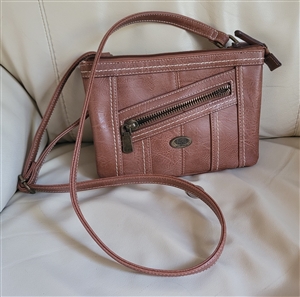 Born Concept brown multi compartment shoulder bag with log strap women purse
