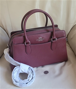 New old stock Coach Darcie burgundy crossgrain leather carryall satchel 2022 collectible bag