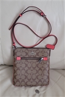 Coach Rowan Mini File Bag in signature coated canvas with smooth leather trim unused nos