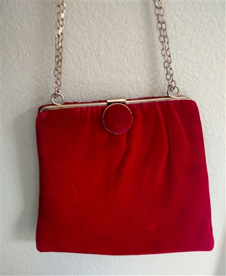 Vintage elegant evening formal velvet purse clutch top opening elegant
