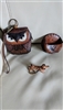 Genuine Leather vintage accessories wallet belt pocket dog keychain in decorated design set of 3 items
