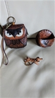 Genuine Leather vintage accessories wallet belt pocket dog keychain in decorated design set of 3 items