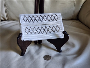 Emson beaded purse wallet Japan geometric design in white and dark colors envelope style design