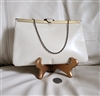 ETRA cream color leather purse with gold tone vintage women accessories