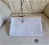 vintage etra white and gray snakeskin pattern genuine leather clutch shoulder bag with gold chain strap in preowned condition