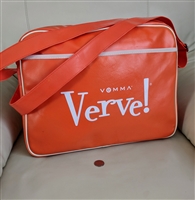Messenger bag Vemma Verve energy drink orange nylon travel unisex showing front logo and white trim