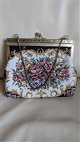 Evening floral tapestry purse clutch Hong Kong vintage collectible