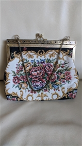 Evening floral tapestry purse clutch Hong Kong vintage collectible