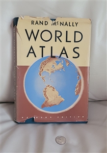 Hardcover book 1942 Rand McNally World Atlas gift illustrated book