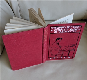 ​preowned vintage book telegraphy self taught a complete manual of instruction theo edison frederick drake red hardcover front cover illustration
