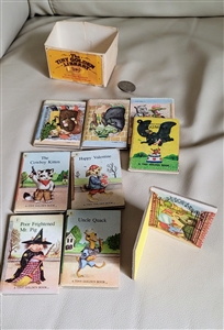 preowned vintage miniature books Tiny Golden Library 1980 printing by Golden Press 9 book set with yellow storage box
