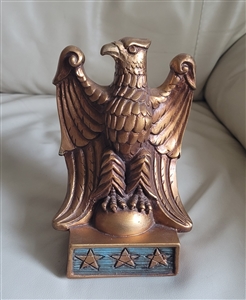 Bookend 1965 Progressive Art gold eagle home decor stars blue accent base sign