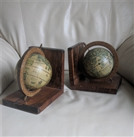 vintage rotating globe wooden bookends made in japan