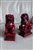 pair of red resin foo dog guardian lion bookends library shelf home decor