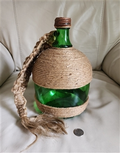 Vintage Chattanooga Glass Co 3 liter green bottle jug with original jute rope wrap Vintage Chattanooga Glass Co 3 liter green bottle jug with original jute rope wrap