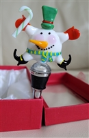Snowmen top art glass colorful bottle stopper cork