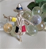 Vintage 1969 Sarah Coventry Patches silver tone enamel scarecrow brooch pin