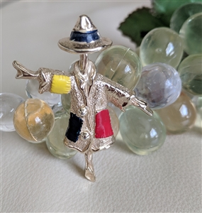 Vintage 1969 Sarah Coventry Patches silver tone enamel scarecrow brooch pin