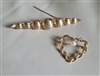 Vintage 1950s signed Monet gold dome bar brooch and faux pearl heart pin set