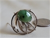 1960 gold filled filigree floral brooch jewelry with green stone maker mark present